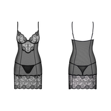 Charger l'image dans la galerie, Vente de nuisette en dentelle noire chic et transparente pour femme.