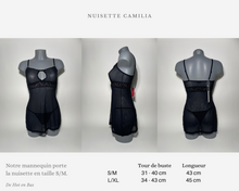 Charger l'image dans la galerie, Guide des tailles, tour de buste et longueur de cette sublime nuisette noire de la collection Camilia.
