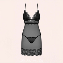 Charger l'image dans la galerie, Magnifique nuisette en dentelle noire transparente pour femme Renelia de la marque Obsessive.