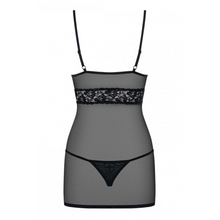 Charger l'image dans la galerie, L'ensemble de lingerie se compose d'une nuisette et un string noire pour vos moments coquins avec votre partenaire.