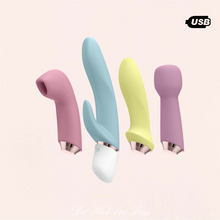 Charger l'image dans la galerie, Pack de 4 vibromasseurs puissants de la marque Satisfyer, garantie 15 ans pour une qualité de vos jouets optimal.