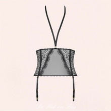 Charger l'image dans la galerie, Porte-jarretelles en dentelle fine et transparente blanche pour cette lingerie Accroche Coeur de la marque Maison Close.