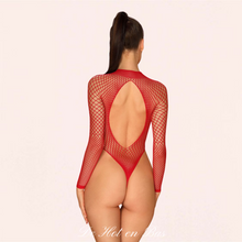 Charger l'image dans la galerie, Ce body Jeanne rouge à résille est disponible en taille S/ML et XL/XXL.