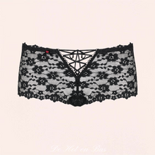 Charger l'image dans la galerie, Shorty sexy en dentelle profonde noire de la marque Obsessive.