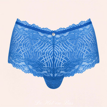 Charger l'image dans la galerie, Achat shorty en dentelle douce de couleur bleu pour femme à petit prix.