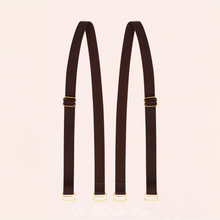 Charger l'image dans la galerie, Paire de bretelles marron réglables avec le logo de la marque Maison Close.