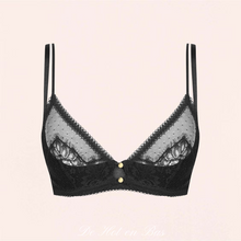 Charger l'image dans la galerie, Le soutien-gorge Maison Close de la collection Inspiration Divine en dentelle transparente peut s'ouvrir à l'aide des deux boutons dorés sur l'avant.