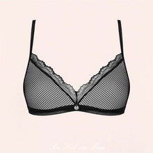 Charger l'image dans la galerie, Un joli médaillon de couleur argenté avec le logo de la marque Obsessive est positionné au centre de la poitrine pour un effet chic de votre soutien-gorge.