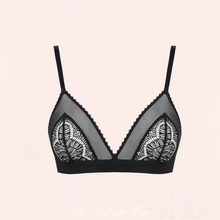 Charger l'image dans la galerie, Vente de soutien-gorge coupe triangle en dentelle et tulle noire pour femme de la marque Maison Close.