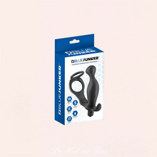 Charger l'image dans la galerie, Vente de notre stimulateur de prostate avec double anneau cockring en silicone noire de haute qualité pour vos jeux érotiques.