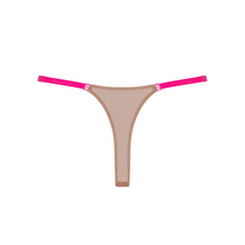 Charger l'image dans la galerie, Joli string de couleur taupe en tulle transparent élastique