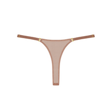 Charger l'image dans la galerie, Le string Corps à Corps de couleur taupe est fourni avec deux paires d'élastiques de couleur rose fluo ou nude pour changer de style et d'envie.