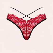Charger l'image dans la galerie, Découvrez ce magnifique string en dentelle fine et transparente rouge pour un look chic et sexy.