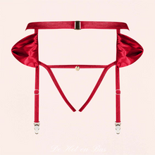 Charger l'image dans la galerie, Porte-jarretelles avec string ouvert à l'entrejambe de la collection Rubinesa pour femme.