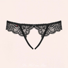 Charger l'image dans la galerie, Tanga Camille en dentelle est lanières sexy noir.