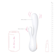 Charger l'image dans la galerie, Ce vibromasseur rabbit en silicone blanc et doré est magnifique. Il y a toutes les dimensions renseignés que vous souhaitez.