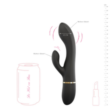 Charger l'image dans la galerie, Vente vibromasseur rabbit sextoy de la marque Dorcel en silicone noire de haute qualité avec 21 cm de hauteur au total.