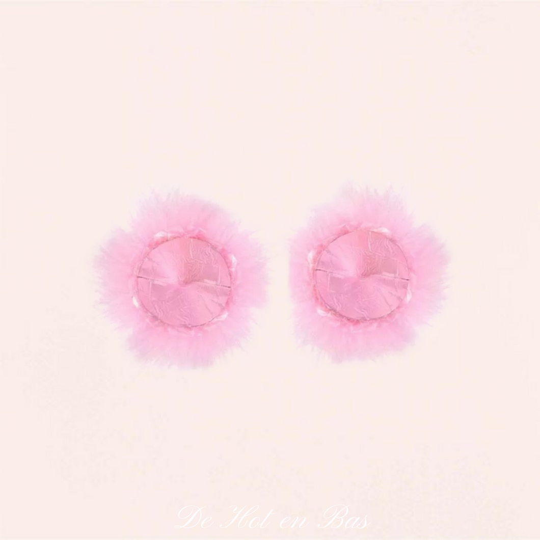 Cache-seins originaux avec pompon rose adhésif réutilisable à petit prix.