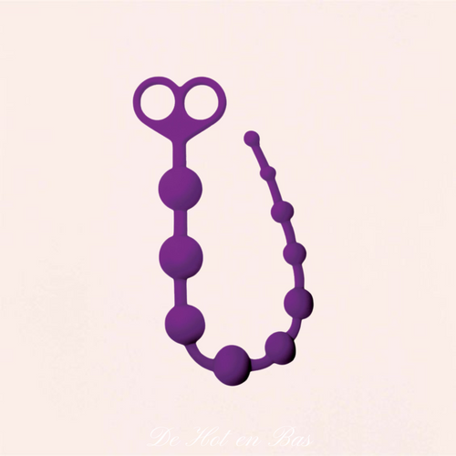 Le chapelet anal de la marque Virgite en silicone violet est totalement flexible pour s'ajuster parfaitement à vos formes.