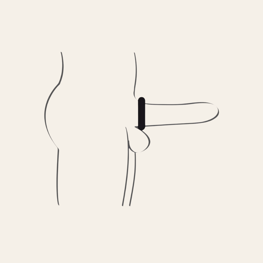 Schéma explicatif du cockring noir Alec pour un plaisir masculin.