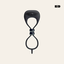 Charger l'image dans la galerie, Le double cockring vibrant en silicone noir de haute qualité est extensible et réutilisable.
