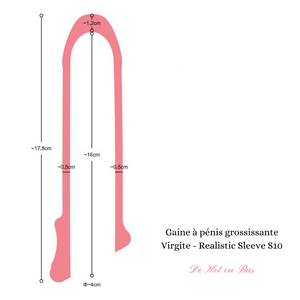 Ce sextoy pour homme, gaine à pénis grossissante fabriqué en silicone doux et flexible TPE et fabriqué en Espagne. Les dimensions complètes sont sur notre site en ligne De Hot en Bas. 