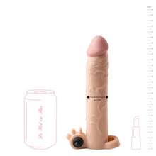 Charger l&#39;image dans la galerie, Achat gaine de pénis en silicone beigne réaliste grossissante pour un pénis plus grand et une stimulation vibrante avec le petit ergot picots.
