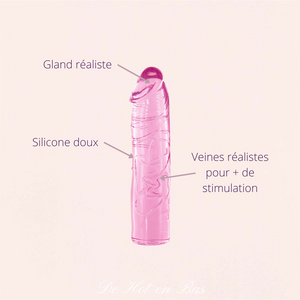 Les veines réalistes sur le gode droit en silicone jelly permettra de vous donner de fortes stimulations.