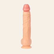 Charger l'image dans la galerie, Un grand gode ventouse très réaliste avec gland et veine de couleur beige aux grandes dimensions 32 cm de longueur et 6 cm de diamètre. 
