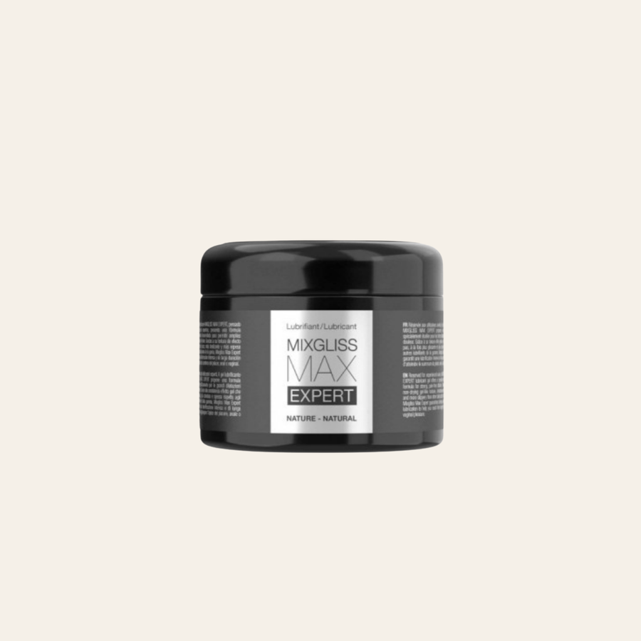 Pot de lubrifiant anal Max Expert parfum nature à base d'eau 100% naturel, fabriqué en France.