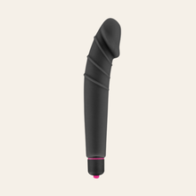 Charger l'image dans la galerie, Mini vibromasseur de couleur noir et rose fin avec des stries.
