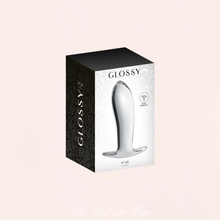 Charger l&#39;image dans la galerie, Pour ranger votre plug anal en verre transparent, il est fourni avec une élégante pochette velours dans la boite de la marque Glossy.
