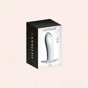 Pour ranger votre plug anal en verre transparent, il est fourni avec une élégante pochette velours dans la boite de la marque Glossy.