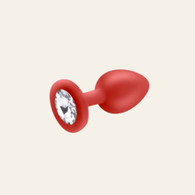 Charger l'image dans la galerie, Achat plug anal en silicone doux de haute qualité de couleur rouge avec un bijou imitation diamant.
