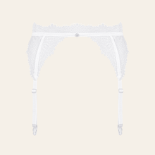Charger l'image dans la galerie, Un médaillon bijou avec le logo de la marque Obsessive est disposé à l'avant pour un coté chic de cette lingerie porte-jarretelles.
