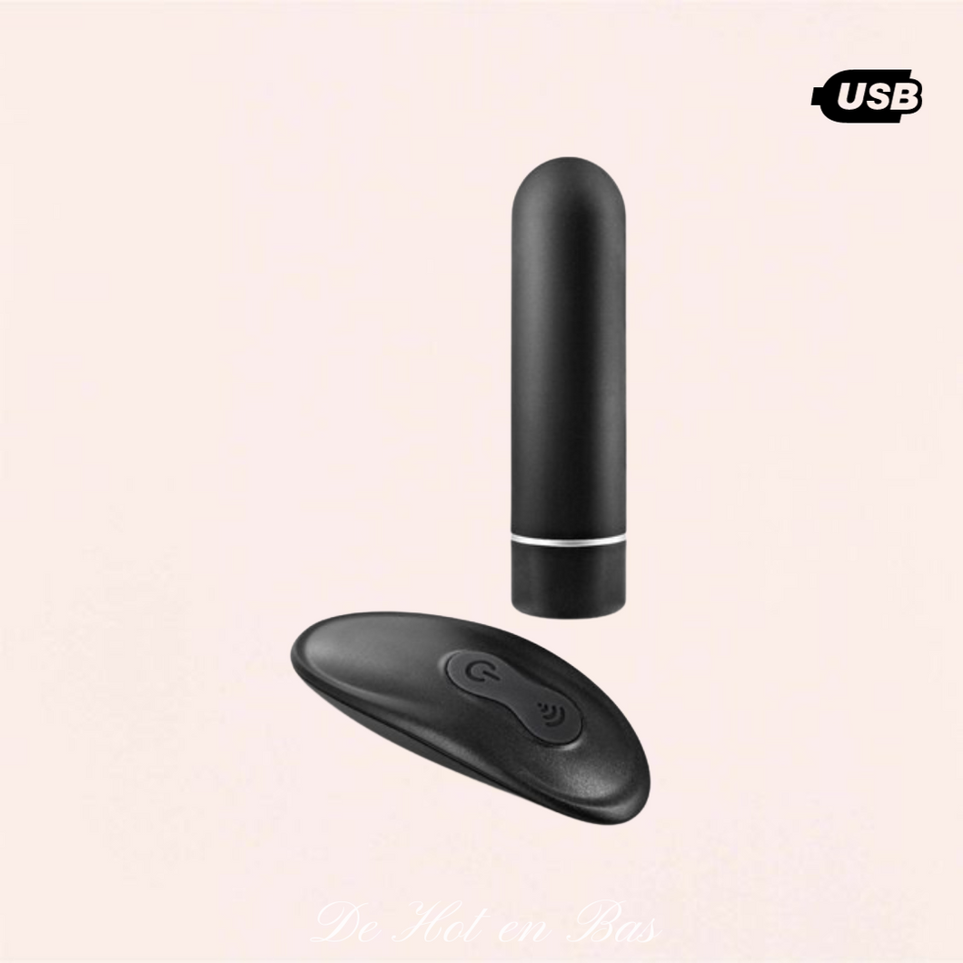 Le stimulateur bullet My Duke de couleur noir est télécommandé pour une stimulation du clitoris.