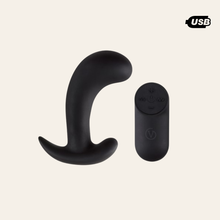 Charger l'image dans la galerie, Le stimulateur de prostate Prostatic Vibrator en silicone noir de la marque Virgite.
