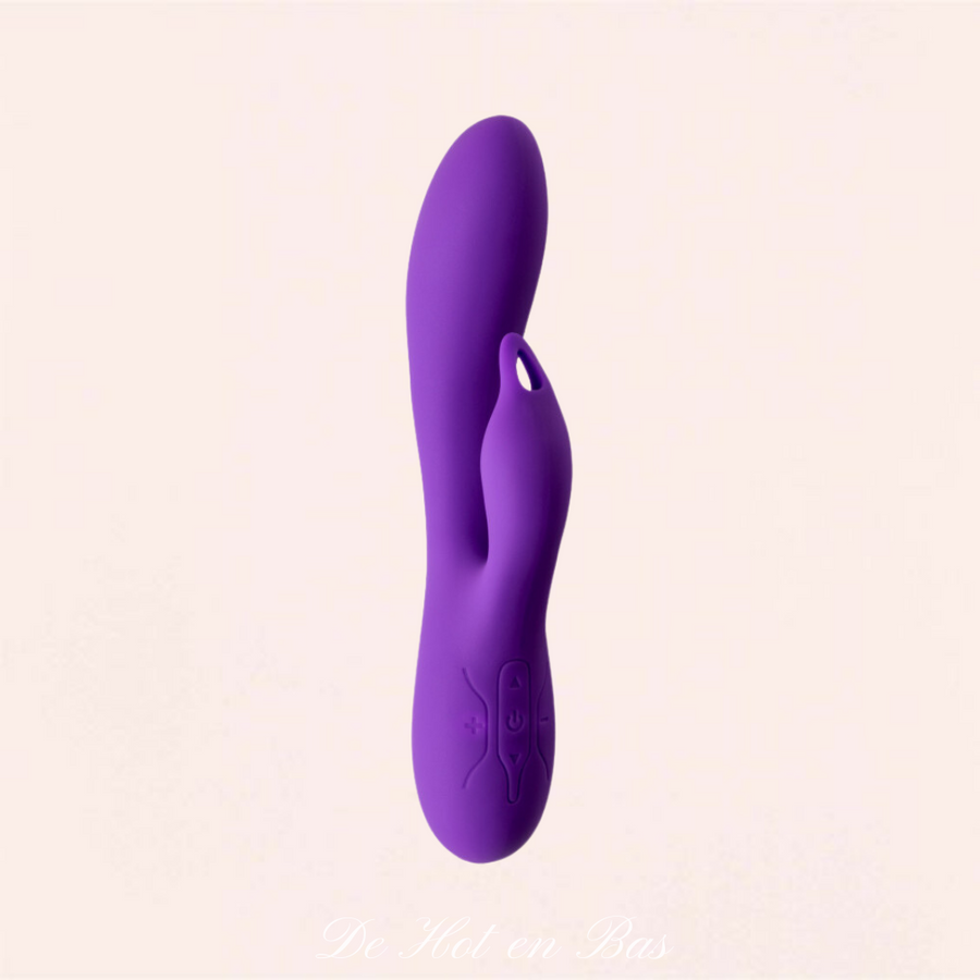 Achetez votre vibromasseur rabbit en silicone violet très doux et sans danger pour le corps.