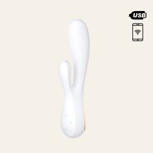 Charger l'image dans la galerie, Une nouvelle technologie de silicone flex est sur ce nouveau sextoy jouet intime vibrant rabbit de la marque Satisfyer pour femme et couple Mono Flex.

