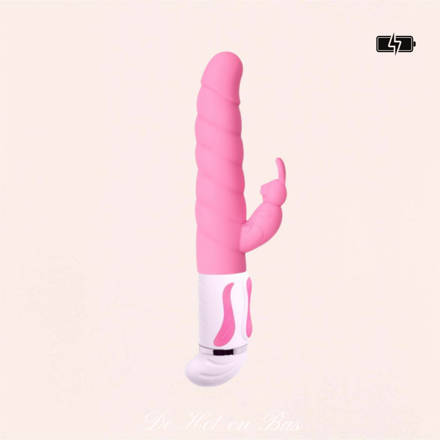 Le sextoy rabbit Steven dispose d'ondulations sur toute la partie pénétrante et d'un petit ergot lapin vibrant qui va stimuler votre clitoris avec les deux petites oreilles toutes douces.