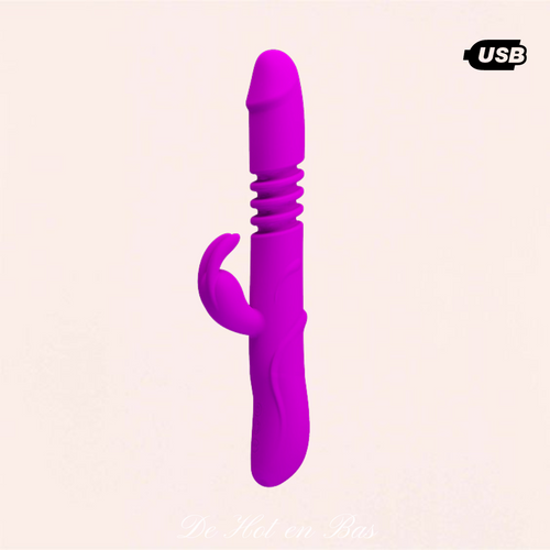 Le vibromasseur va-et-vient est fabriqué en silicone doux et compatible est les peaux sensibles.