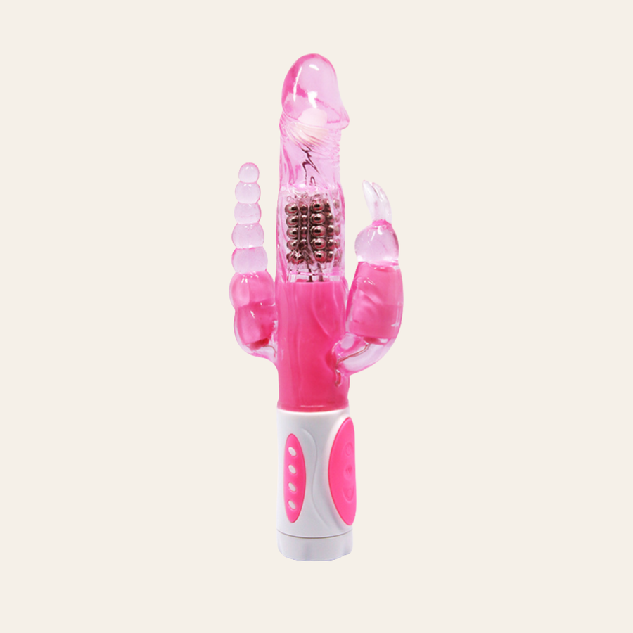 Vente de vibromasseur rose transparent de la marque Pretty Love pour femme et couple.