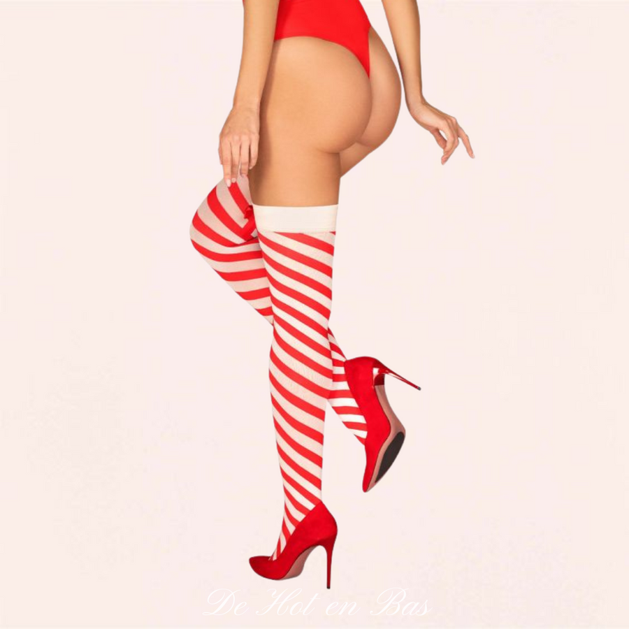 Les bas autoportants comporte une bande adhésives à l'intérieur pour un maintien parfait de votre paire de bas Kissmas.