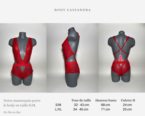 Notre guide des tailles du body en dentelle Cassandra est pour avoir vos mesures approximatifs.