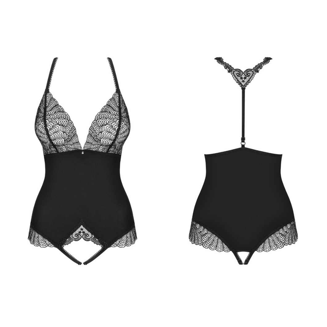 Achat sous-vêtement pour femme de la collection Charline, ce body en tissu noir confortable est disponible sur notre boutique érotique en ligne au meilleur prix.