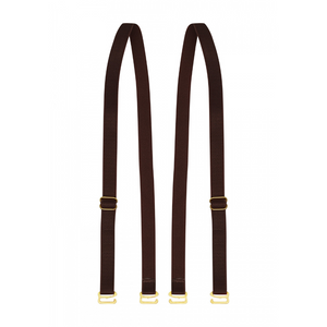 Les bretelles élastiques réglables de couleur marron avec le logo de la marque Maison Close est inclus avec ce body Corps à Coprs.