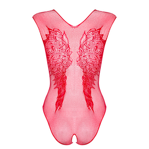 Motif d'ailes dans le dos du body ouvert rouge magalie pour femme