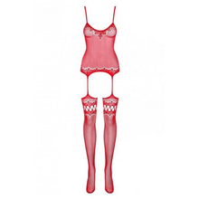 Charger l&#39;image dans la galerie, Bodystocking rouge en tissu élastique très agréable et confortable à porter pour femme
