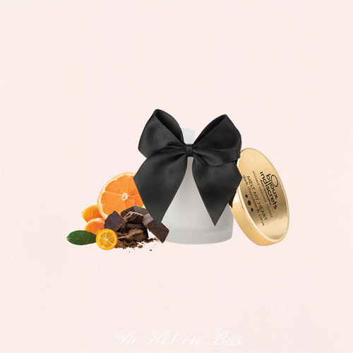 Vente bougie de massage à petit prix au délicieux parfum et arôme chocolat noir.