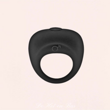 Charger l&#39;image dans la galerie, Cockring ou anneau vibrant en silicone noir extensible pour homme de la marque Glamy.
